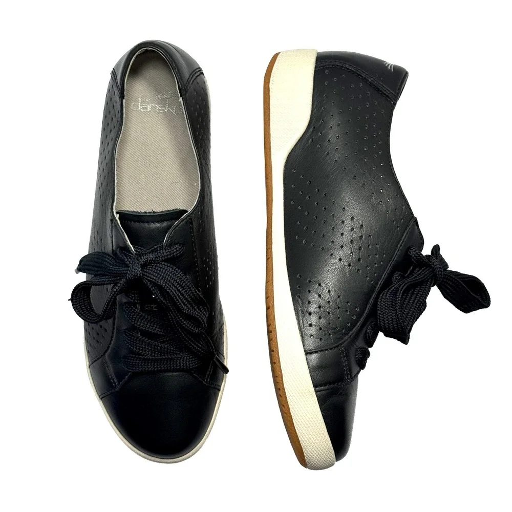 Dansko Orli Sneakers Womens EU 38 US 7.5-8 Black Nappa Leather Comfort Lace Up